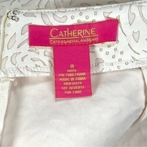 Catherine Malandrino Skirt Womens 8 Ivory White 3D Floral Laser Cut Pencil Midi - Picture 10 of 10